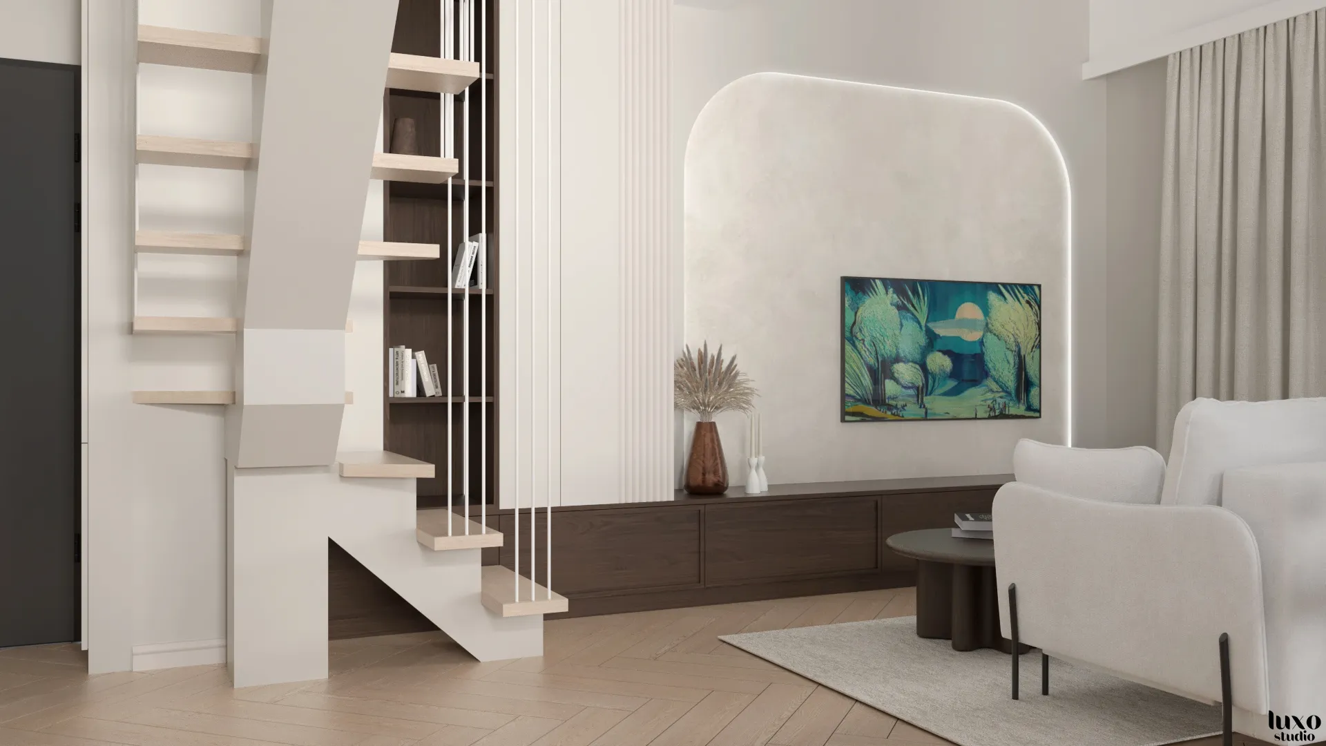 Projekt mieszkania w stylistyce modern z delikatnym akcentem nowoczesności